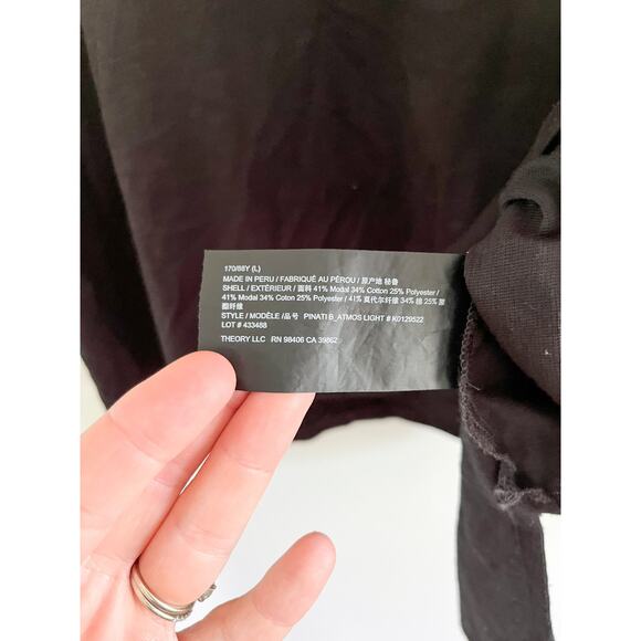 Theory | Pinati B Scoop Neck Slubbed Modal Jersey Atmos Light Tee | Black | Sz L - Picture 6 of 8